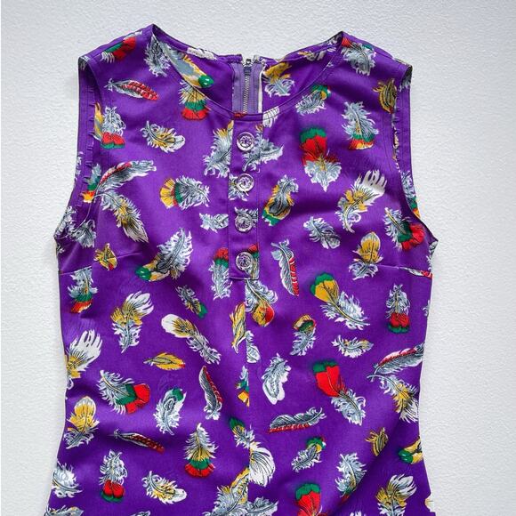 Vintage 70's Feather Sleeveless Bodysuit + Maxi Skirt Sz S Unique Set Boho Retro - Picture 3 of 10